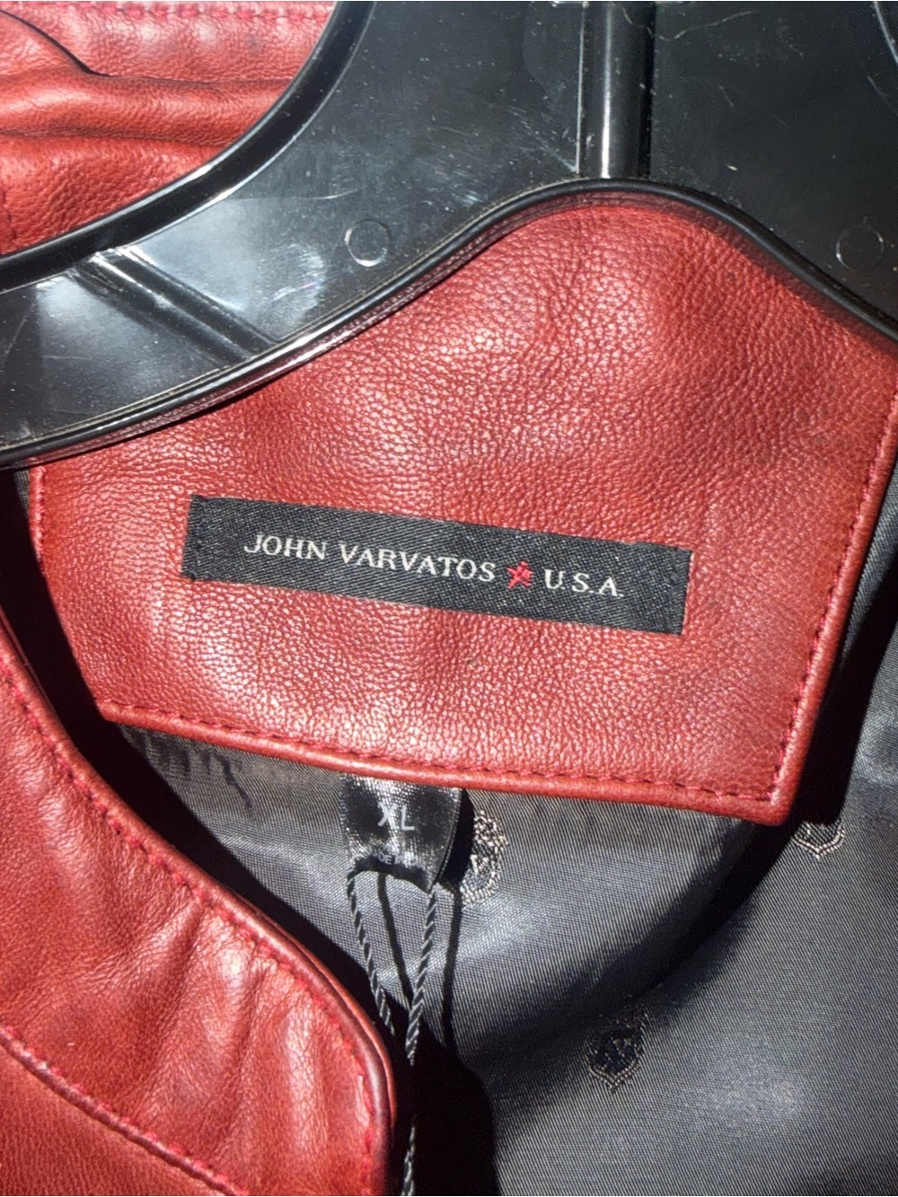 John Varvatos USA Burnt Red Leather Bomber Jacket - Picture 2 of 4